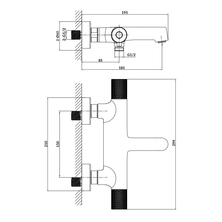 Cersanit S951-566 - Termostaadiga vanni kraan ZEN must