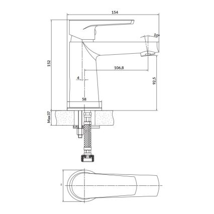 Cersanit S951-584 - Valamu kraan MODUO 15,2 cm must