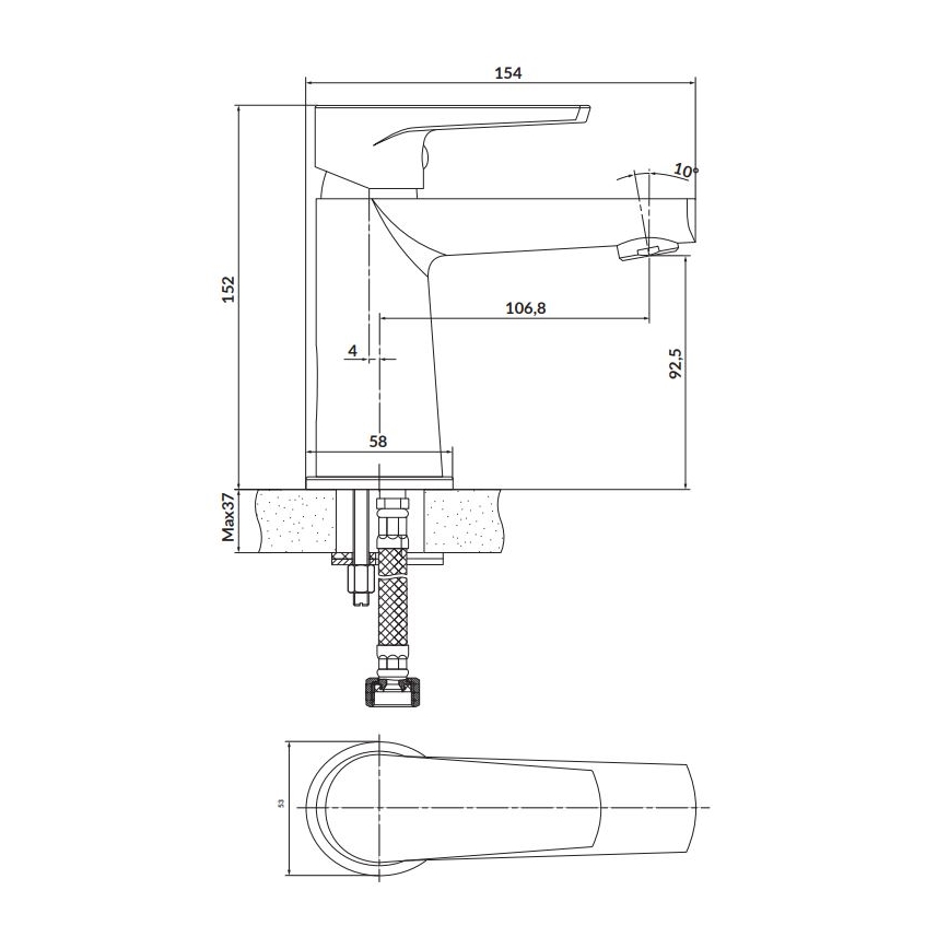Cersanit S951-584 - Valamu kraan MODUO 15,2 cm must