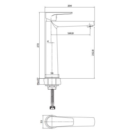 Cersanit S951-585 - Valamu kraan MODUO 27,2 cm must