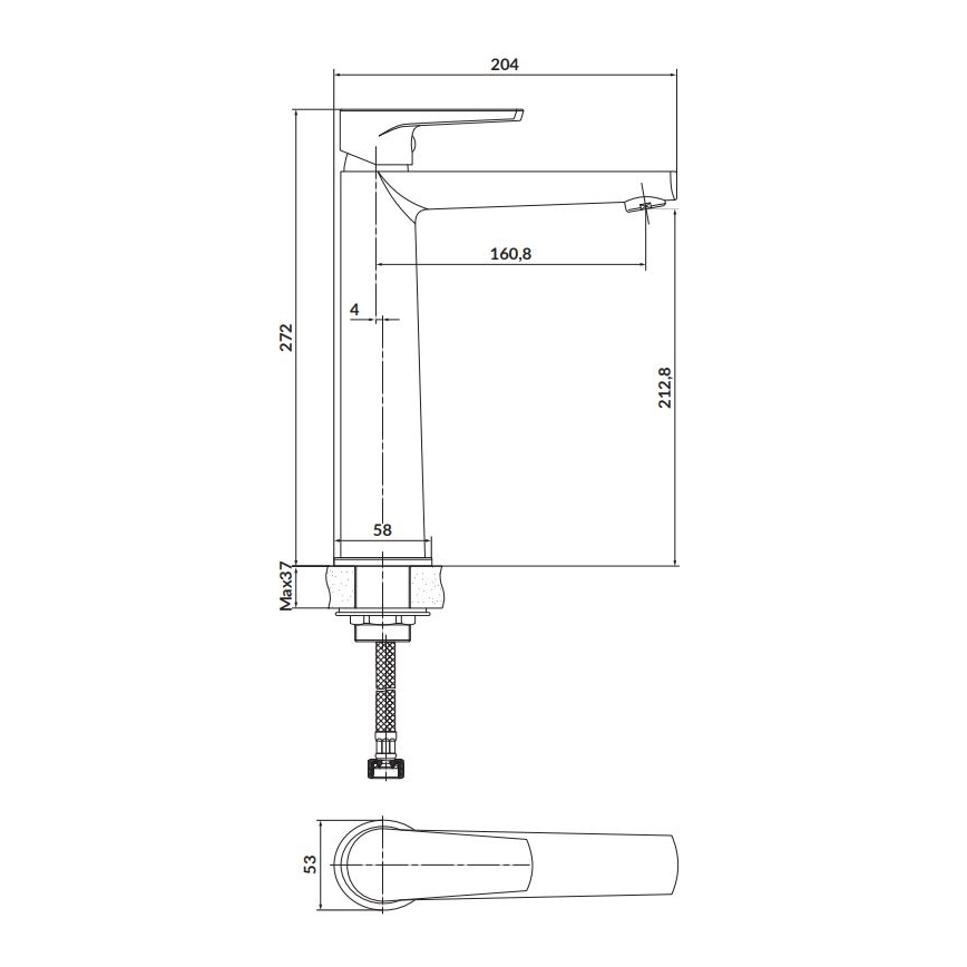 Cersanit S951-585 - Valamu kraan MODUO 27,2 cm must