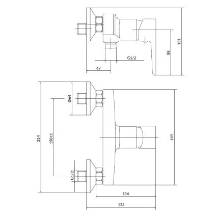 Cersanit S952-004-Duššikomplekt kraaniga + valamu kraan MILLE läikiv kroom