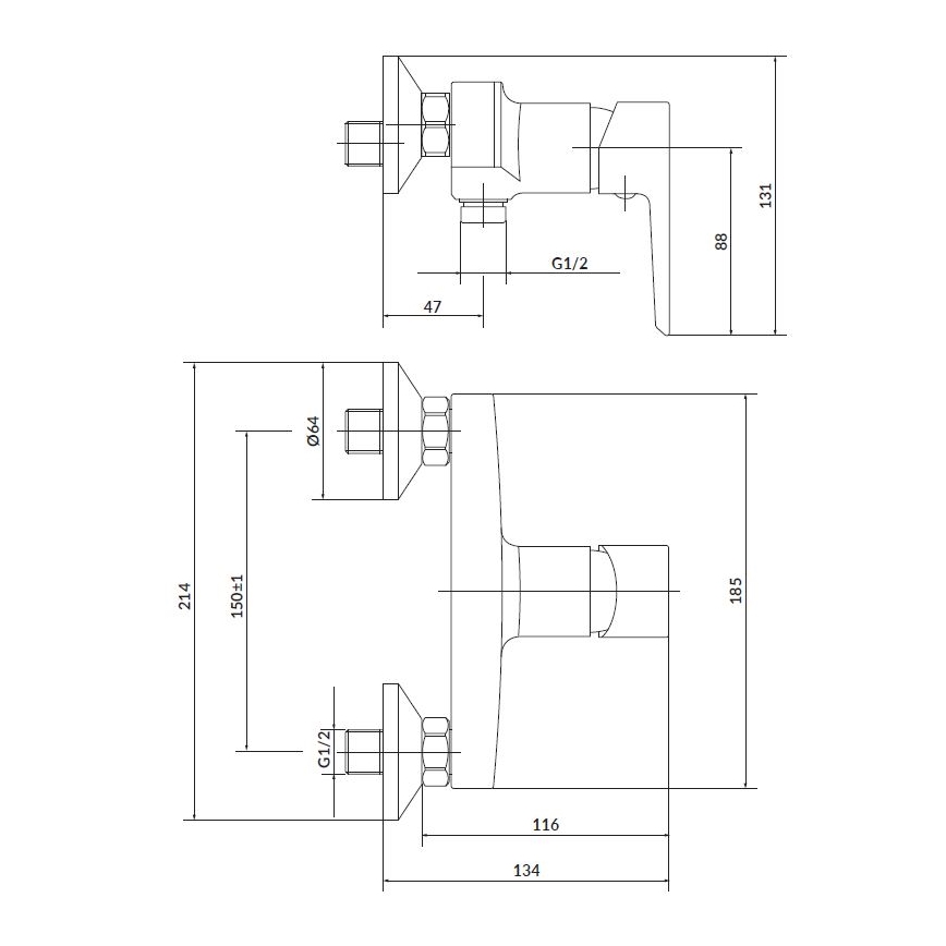 Cersanit S952-004-Duššikomplekt kraaniga + valamu kraan MILLE läikiv kroom