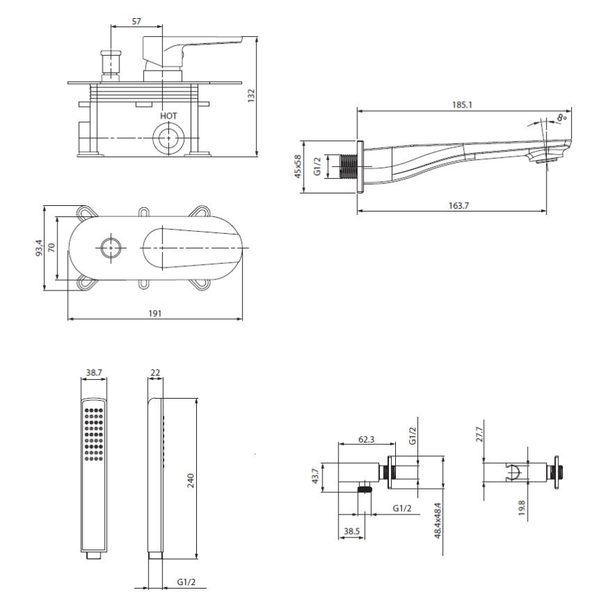 Cersanit S952-037 - Vannikomplekt koos peidetud segistiga MILLE läikiv kroom