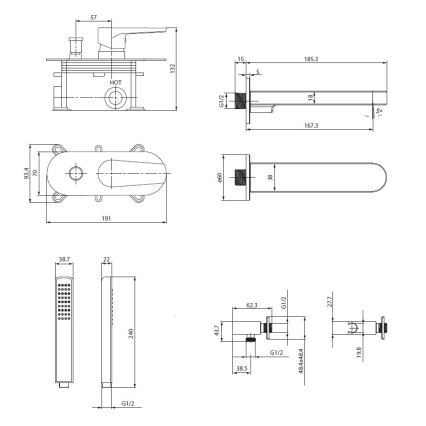 Cersanit S952-040 - Vannikomplekt koos peidetud segistiga MODUO läikiv kroom