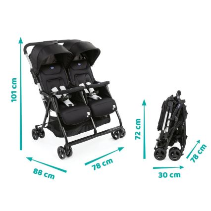 Chicco - Käru kaksikutele OHLALA TWIN Black Öö must