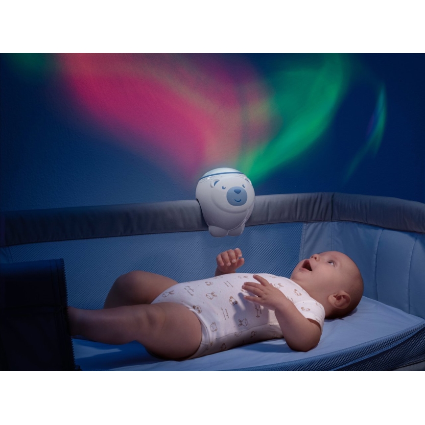 Chicco - Projektor lastele 2in1 POLAR BEAR 3xAA sinine