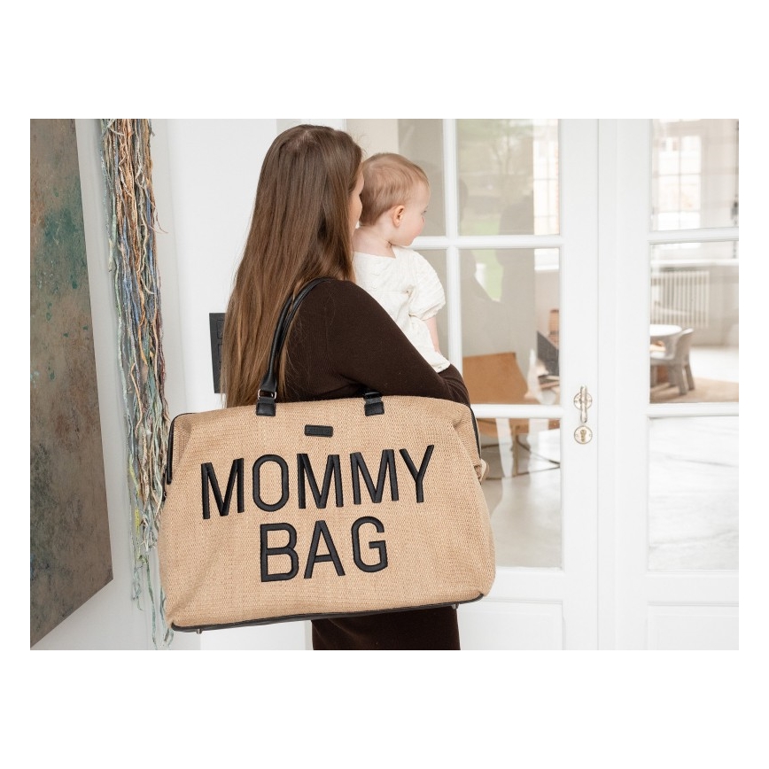 Childhome - Mähkmekott MOMMY BAG RAFFIA LOOK beež