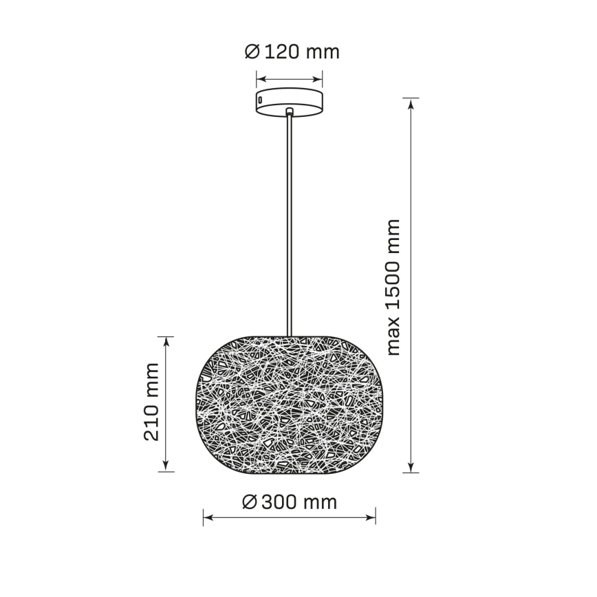CLEA ripplamp kaabliga 1xE27/20W/230V, läbimõõt 30 cm, antratsiit