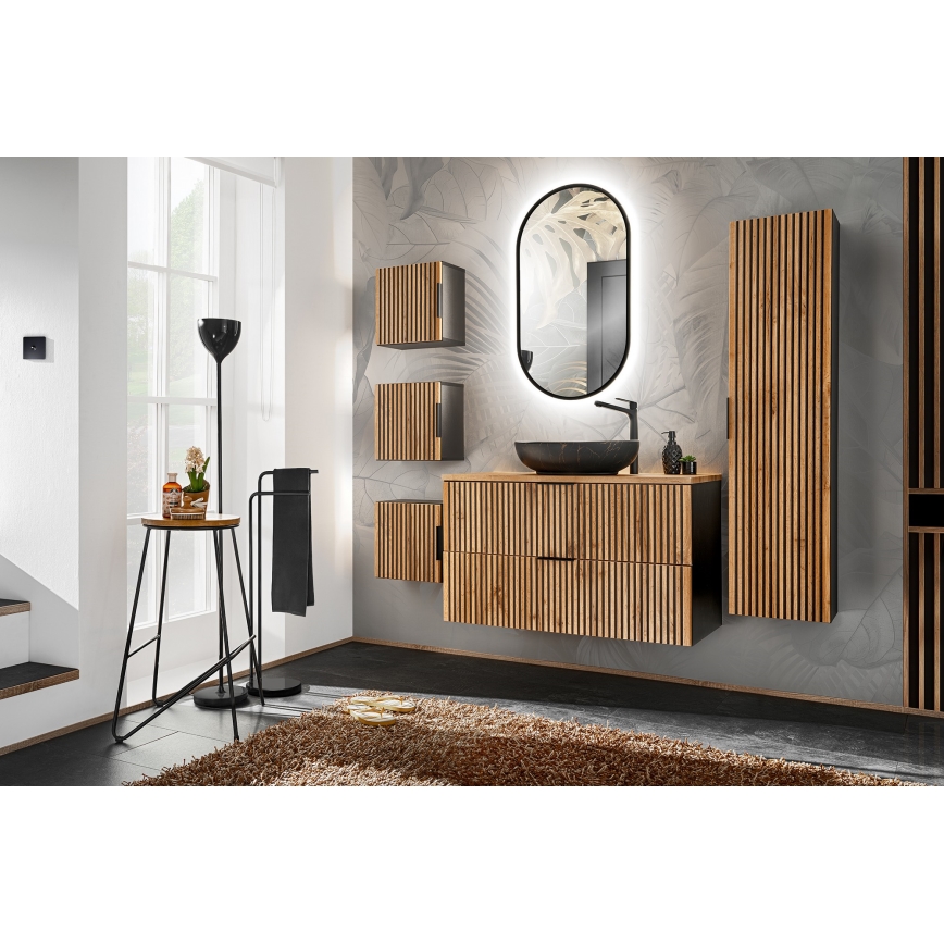 COMAD XILO BLACK WOTAN 82-80-D-2S - Valamukapp XILO 57x80,2 cm must/Wotan-tamm