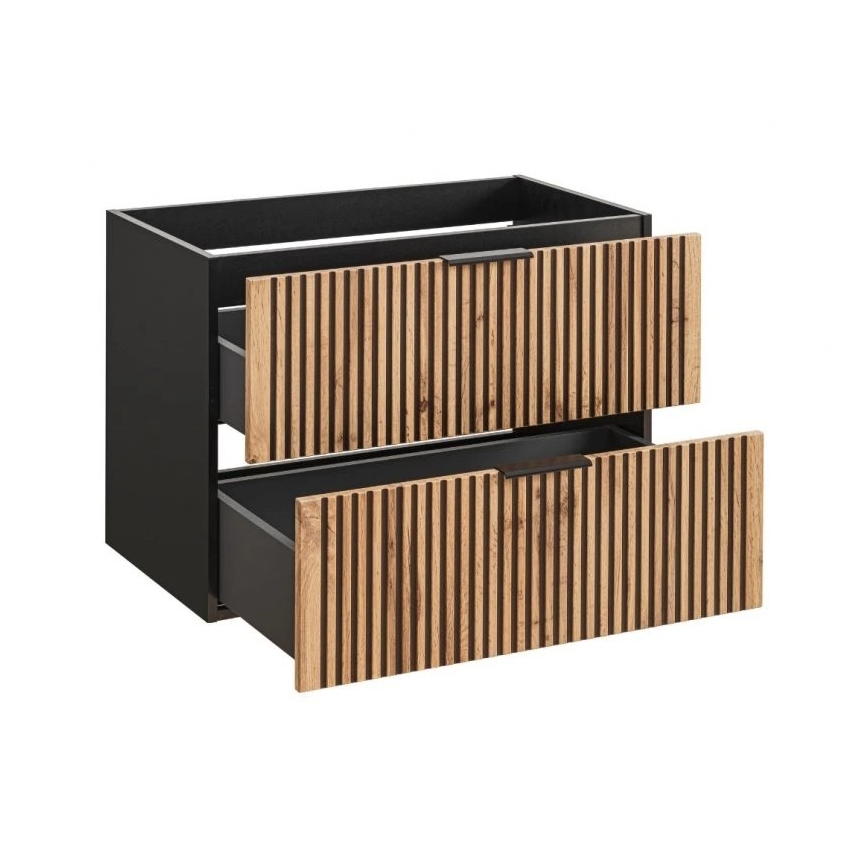 COMAD XILO BLACK WOTAN 82-80-D-2S - Valamukapp XILO 57x80,2 cm must/Wotan-tamm