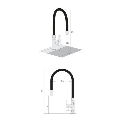 Concept BDC7138 - Köögisegisti painduva voolikuga, läikiv kroom/must