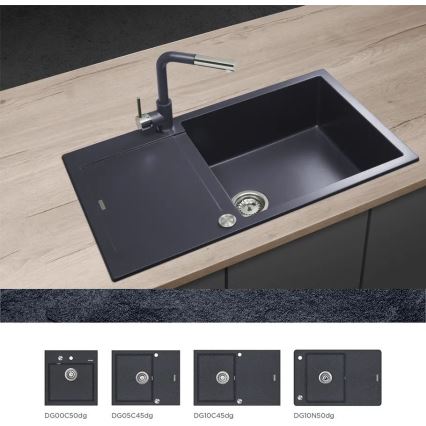 Concept BDG4527DG - Köögisegisti väljatõmmatava dušiga, 26,9 cm, graniit/tumehall