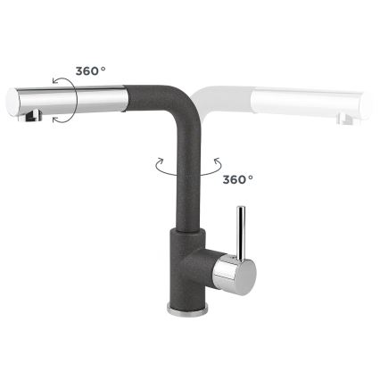 Concept BDG4527DG - Köögisegisti väljatõmmatava dušiga, 26,9 cm, graniit/tumehall