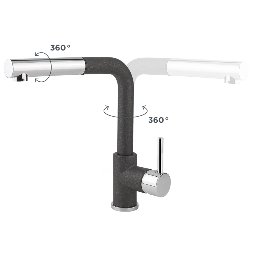 Concept BDG4527DG - Köögisegisti väljatõmmatava dušiga, 26,9 cm, graniit/tumehall