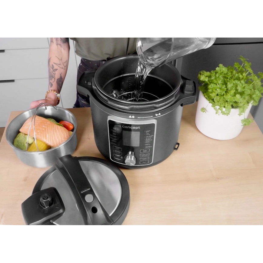 Concept CK8000 - mitmefunktsiooniline elektriline rõhukeetja ja õhufritüür 5,6 l, 11-ühes, 1500W/230V, must