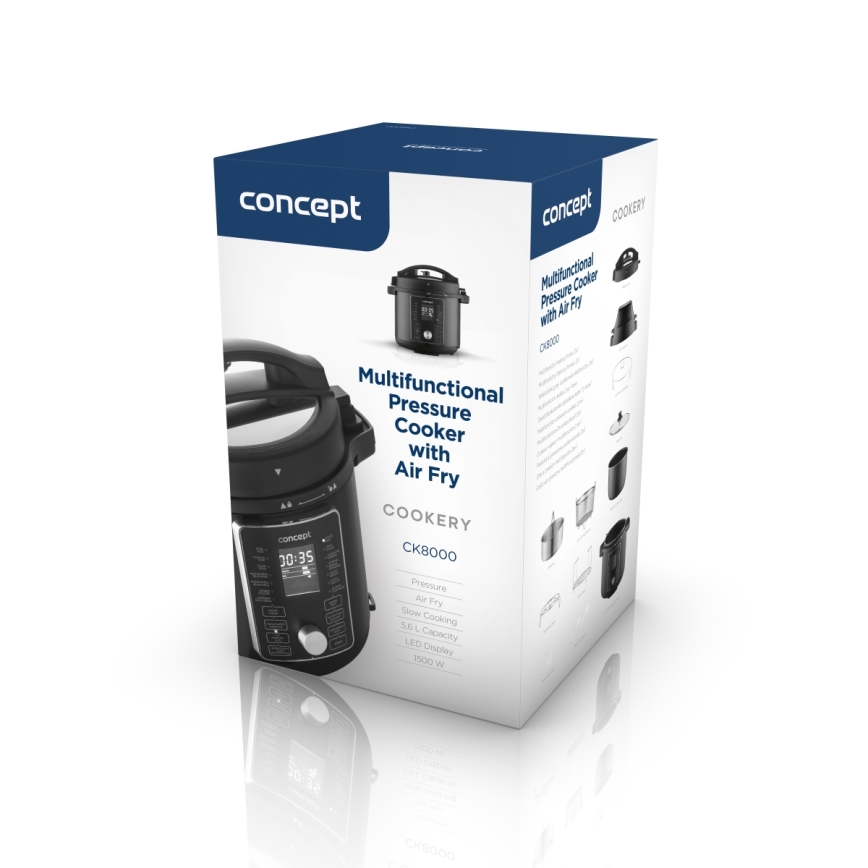 Concept CK8000 - mitmefunktsiooniline elektriline rõhukeetja ja õhufritüür 5,6 l, 11-ühes, 1500W/230V, must