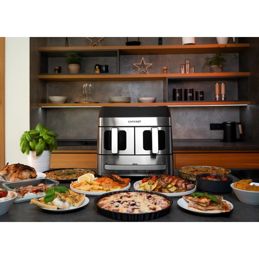 Concept FR9000 - PIZZA TRIO Kuumaõhufritüür 18,5 l, 2700 W/230 V, roostevaba teras/must