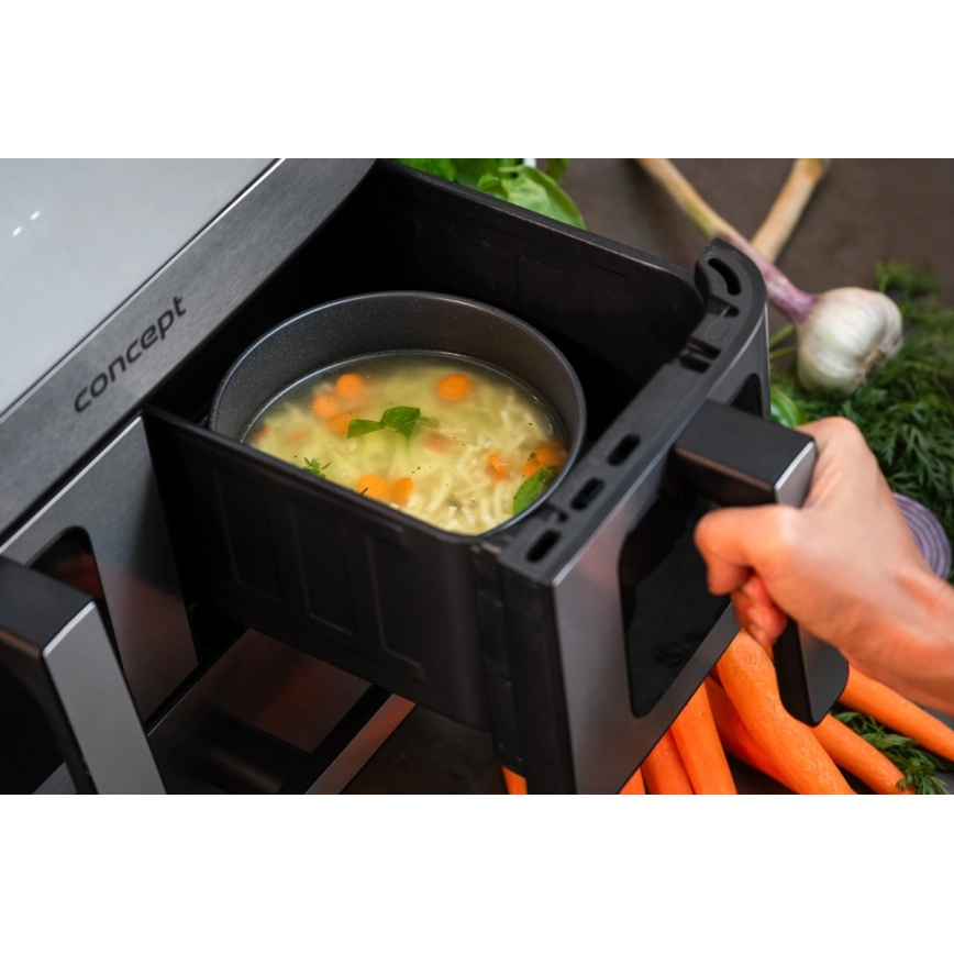 Concept FR9000 - PIZZA TRIO Kuumaõhufritüür 18,5 l, 2700 W/230 V, roostevaba teras/must