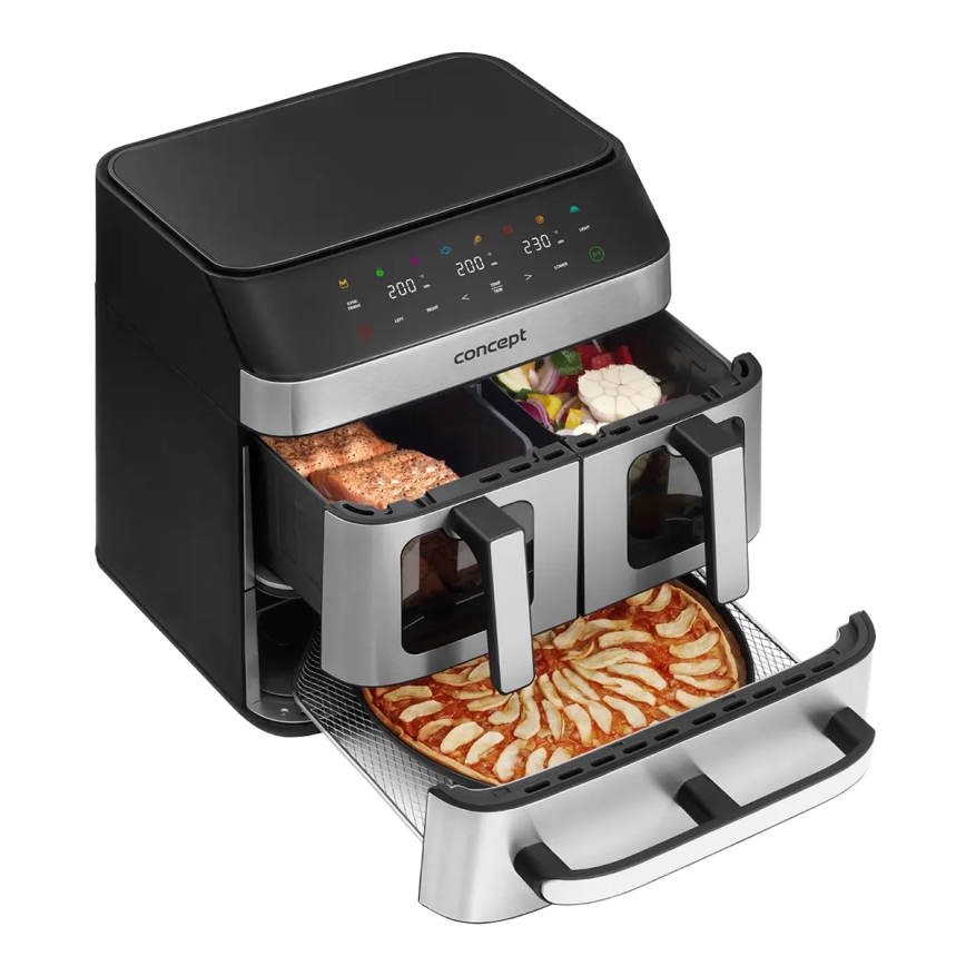 Concept FR9000 - PIZZA TRIO Kuumaõhufritüür 18,5 l, 2700 W/230 V, roostevaba teras/must