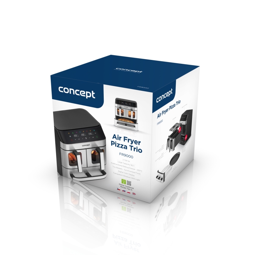 Concept FR9000 - PIZZA TRIO Kuumaõhufritüür 18,5 l, 2700 W/230 V, roostevaba teras/must