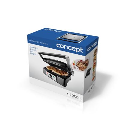 Concept ge2005 - Kontaktgrill 1500W/230V roostevaba/must