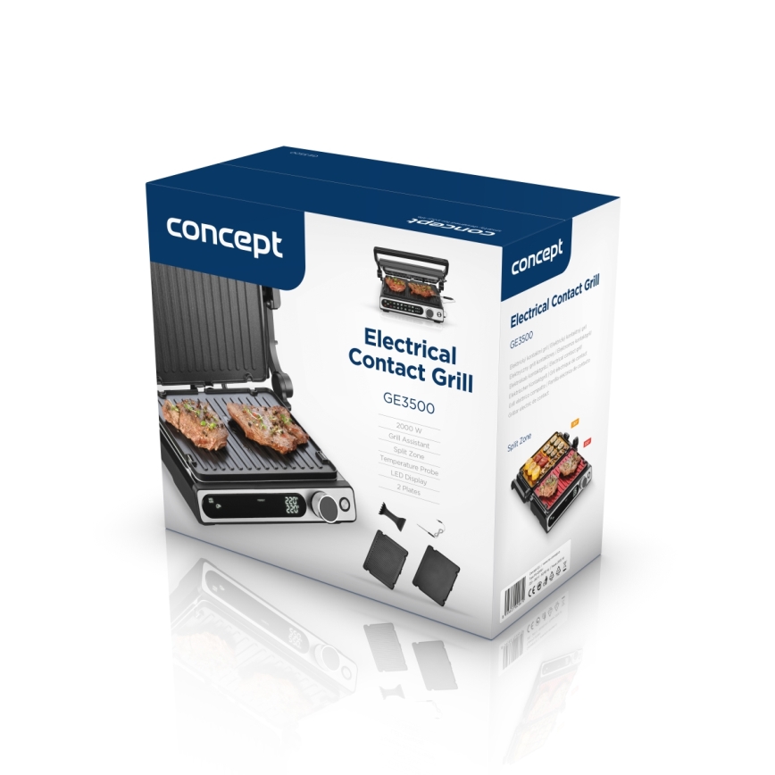 Concept ge3500 - Kontaktgrill temperatuurianduriga 2000W/230V must