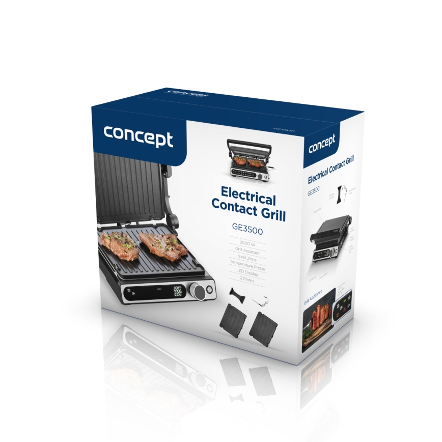 Concept ge3500 - Kontaktgrill temperatuurimõõdikuga 2000W/230V must