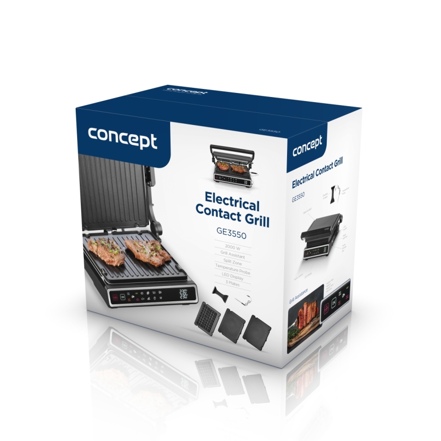Concept ge3550 - Kontaktgrill temperatuurianduriga 2000W/230V must