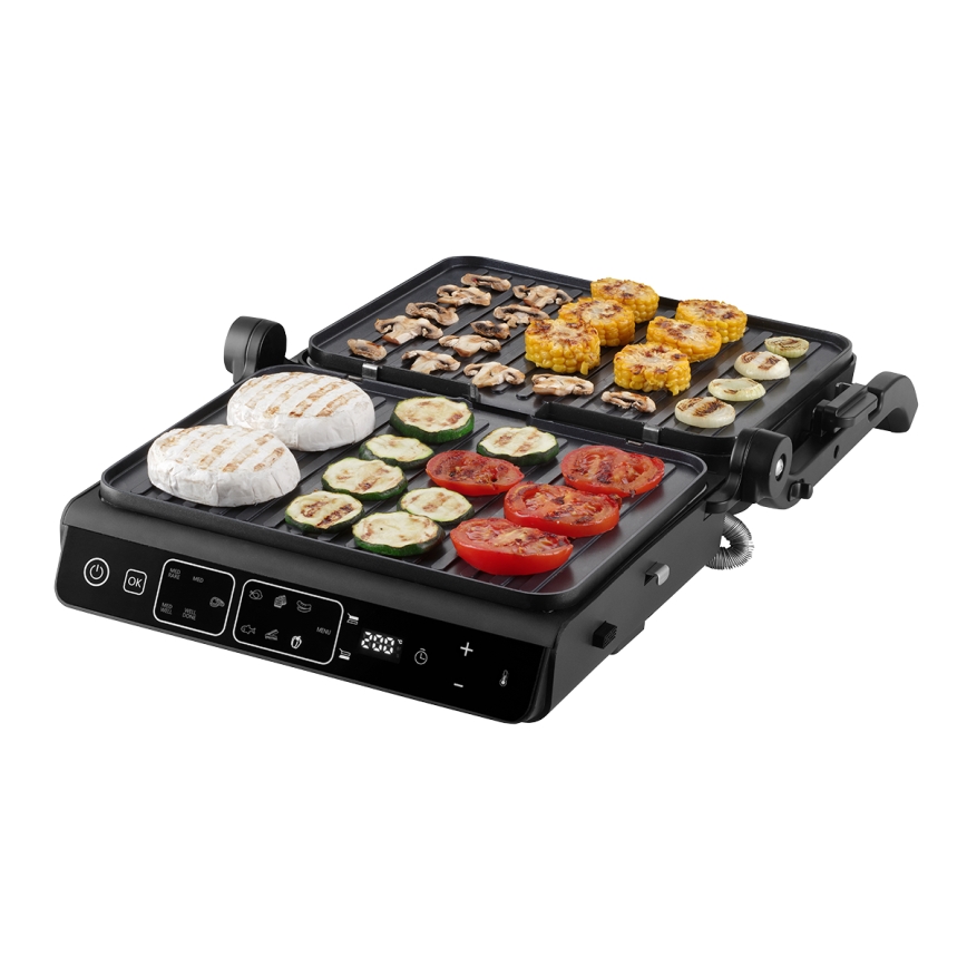 Concept ge3600 - Kontaktgrill temperatuurimõõdikuga GLASS 2000W/230V must