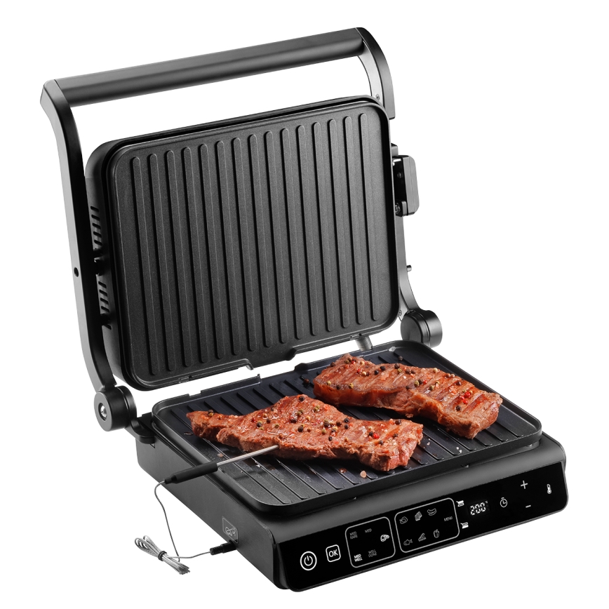 Concept ge3600 - Kontaktgrill temperatuurimõõdikuga GLASS 2000W/230V must