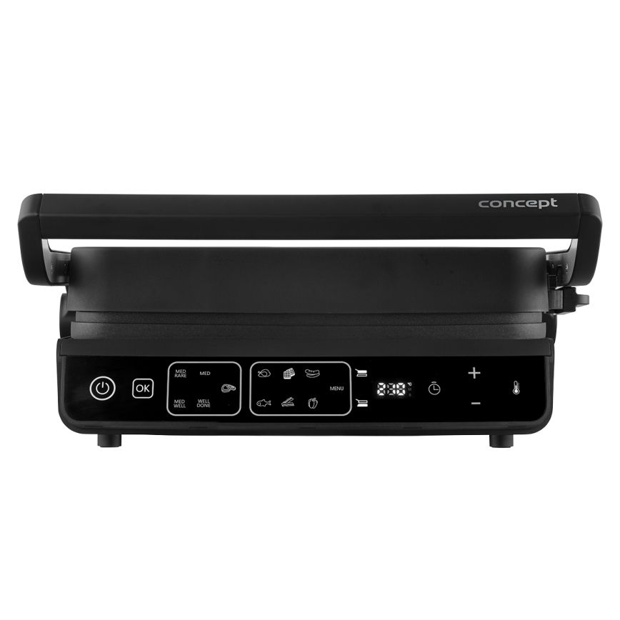 Concept ge3600 - Kontaktgrill temperatuurimõõdikuga GLASS 2000W/230V must
