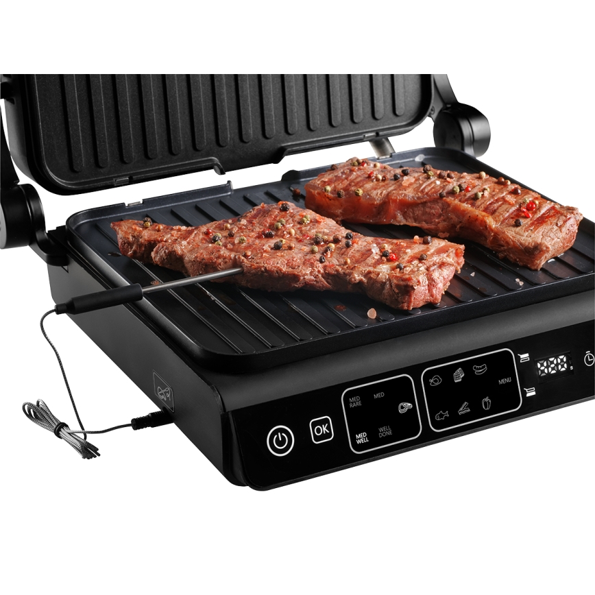 Concept ge3600 - Kontaktgrill temperatuurimõõdikuga GLASS 2000W/230V must