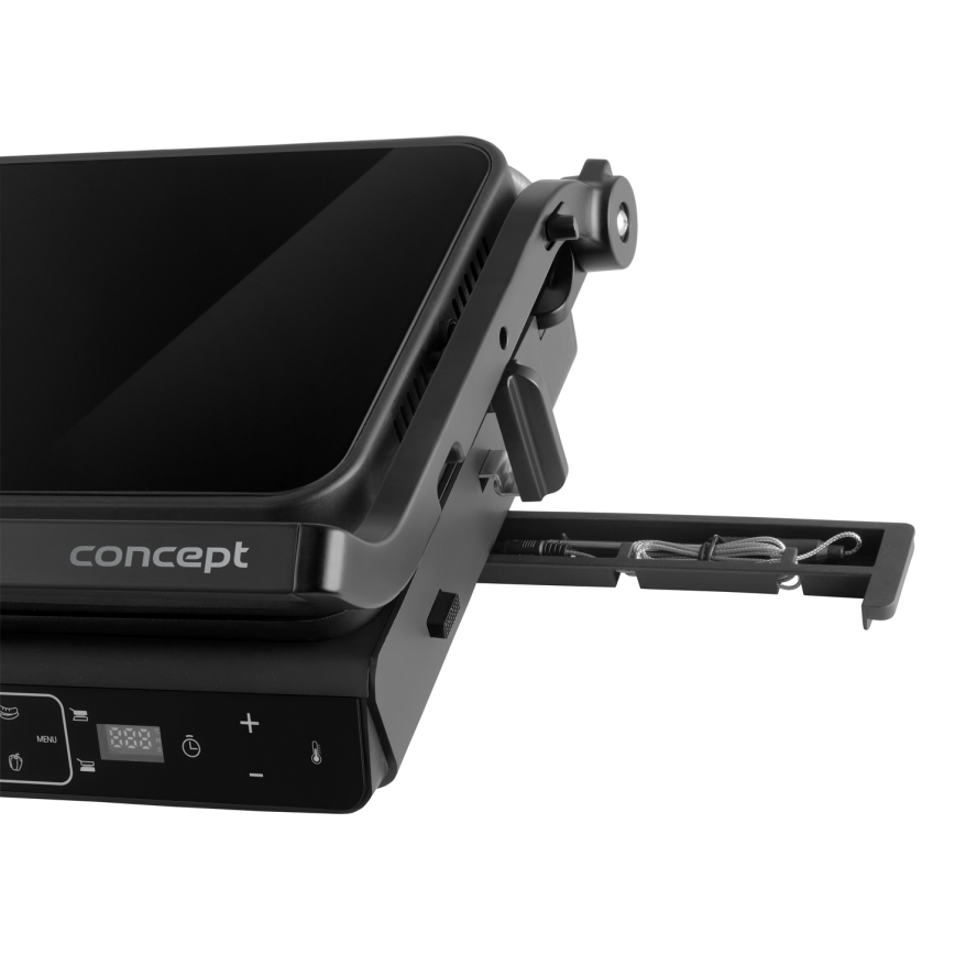 Concept ge3600 - Kontaktgrill temperatuurimõõdikuga GLASS 2000W/230V must