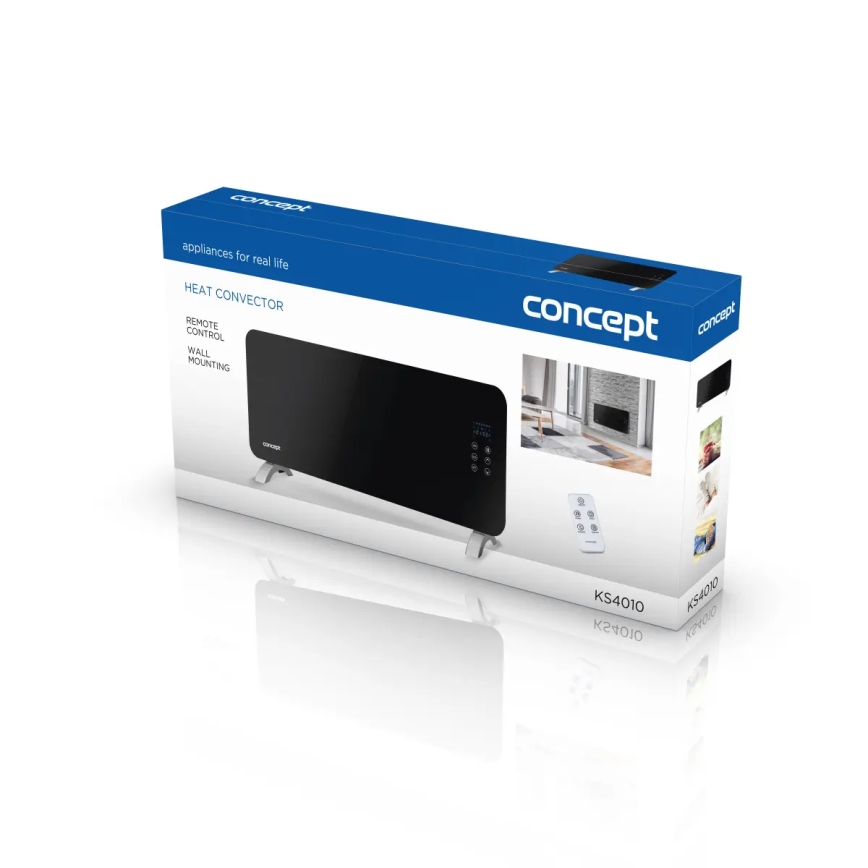 Concept KS4010 - Elektriline otseküte/konvektor 1000/2000W IP24 must + kaugjuhtimispult