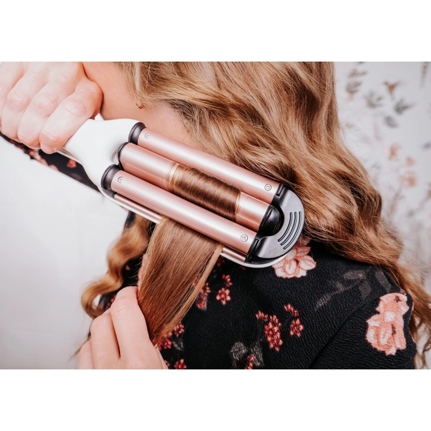 Concept KT2140 - Kolmesilindriline lokitaja GLAM STYLE 100W/230V valge/roosakuldne