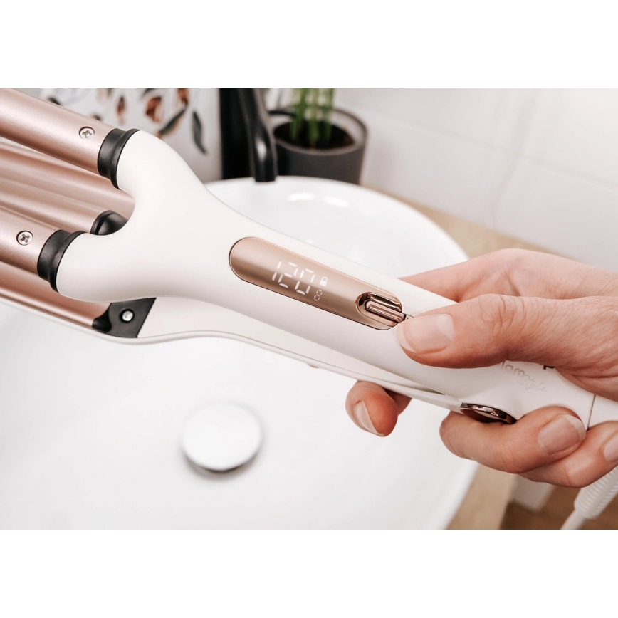 Concept KT2140 - Kolmesilindriline lokitaja GLAM STYLE 100W/230V valge/roosakuldne