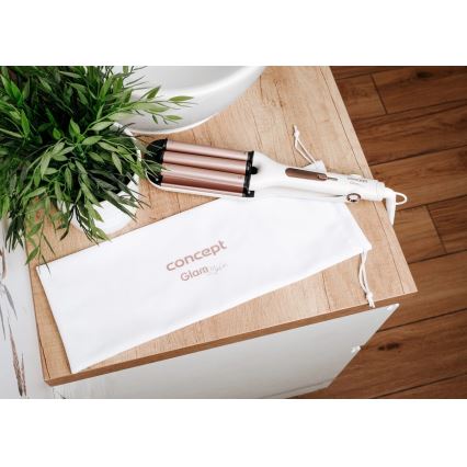 Concept KT2140 - Kolmesilindriline lokitaja GLAM STYLE 100W/230V valge/roosakuldne