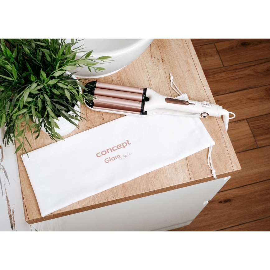 Concept KT2140 - Kolmesilindriline lokitaja GLAM STYLE 100W/230V valge/roosakuldne