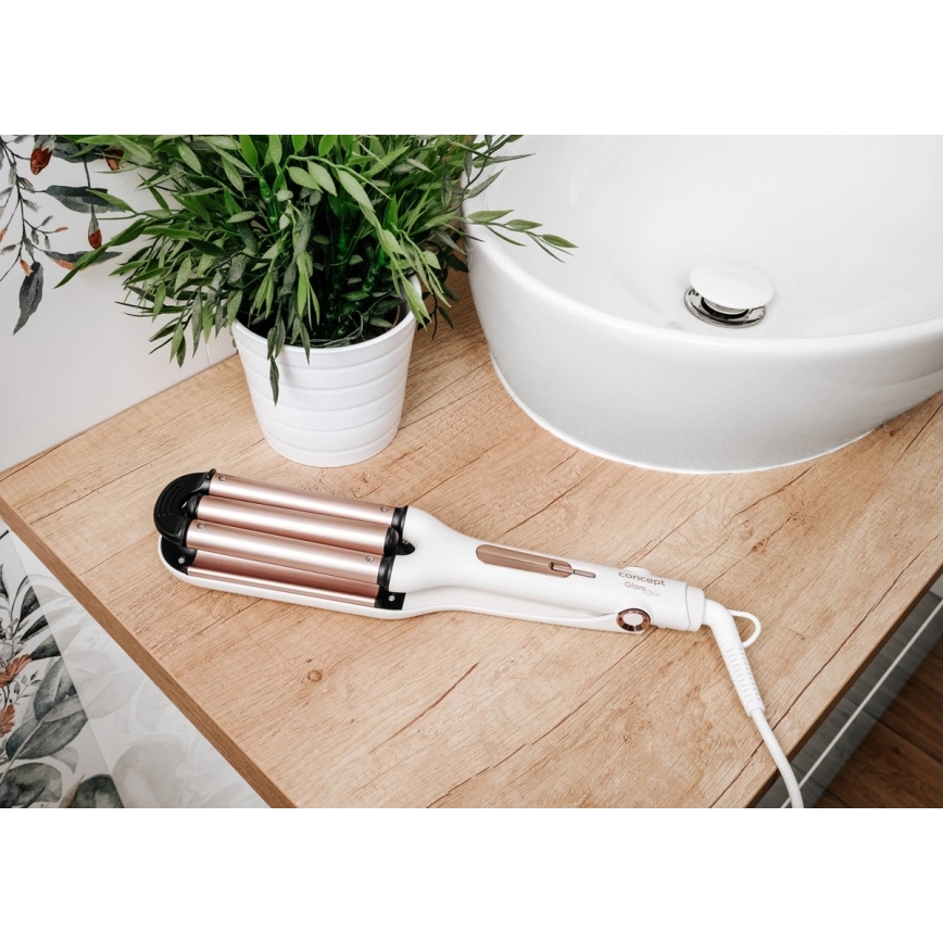 Concept KT2140 - Kolmesilindriline lokitaja GLAM STYLE 100W/230V valge/roosakuldne