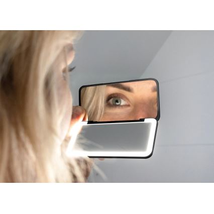 Concept KZ2020 - LED taskukosmeetiline peegel PERFECT SKIN LED/1,5W/5V 4500-5500K 300 mAh must