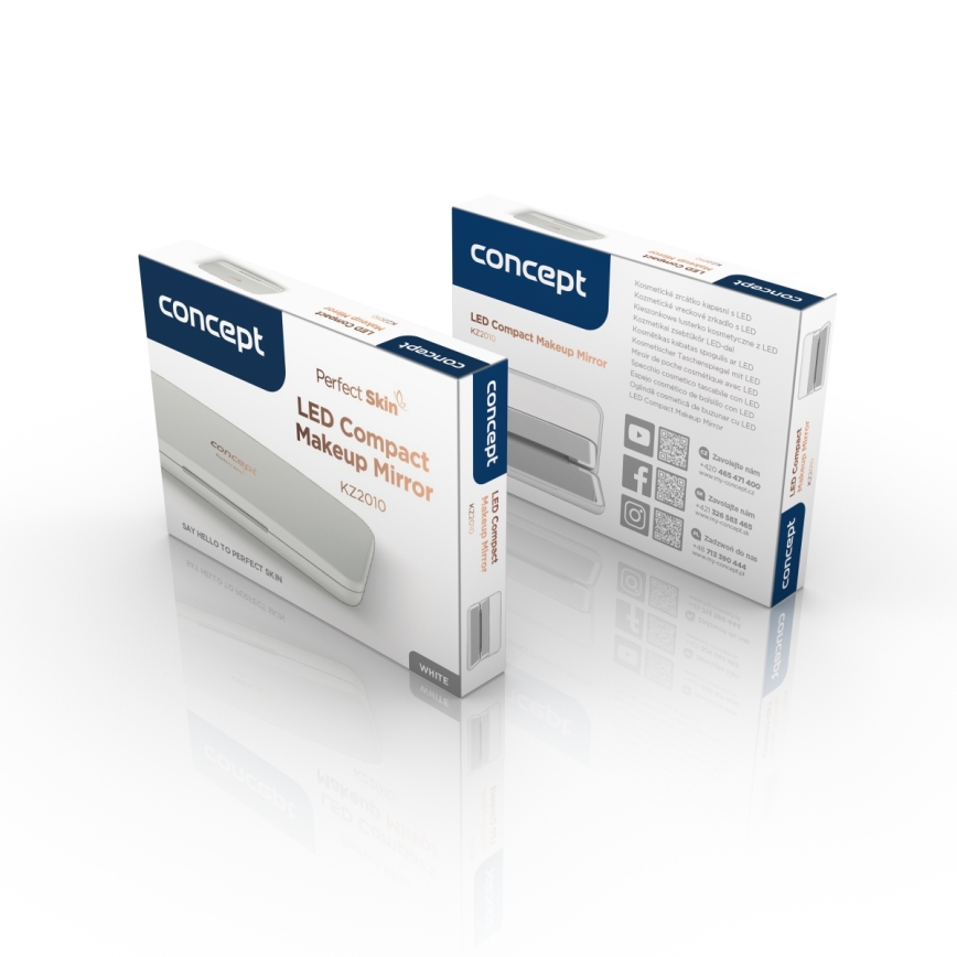 Concept KZ2020 - LED taskukosmeetiline peegel PERFECT SKIN LED/1,5W/5V 4500-5500K 300 mAh must