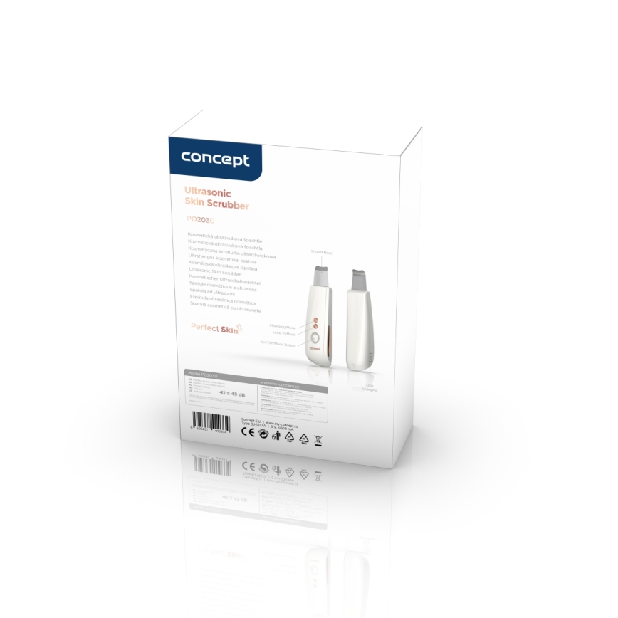 Concept PO2030 - Kosmeetiline ultraheli spaatel PERFECT SKIN 2,5W/5V USB 600 mAh valge