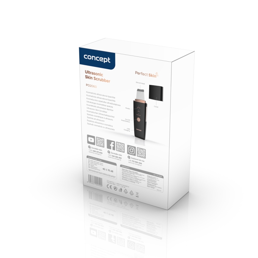 Concept PO2060 - Kosmeetiline ultraheli spaatel PERFECT SKIN 3,5W/5V USB 500 mAh IPX6 must