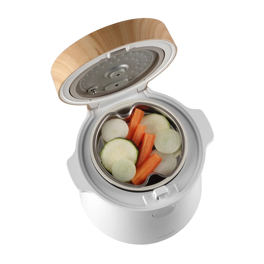 Concept RE3030 - Digitaalne riisikeetja 2-ühes 380W/230V 1,5 l valge/puidu dekor