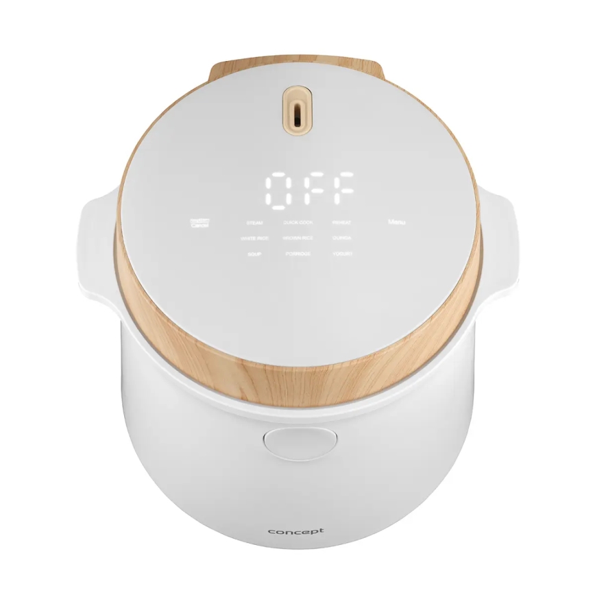 Concept RE3030 - Digitaalne riisikeetja 2-ühes 380W/230V 1,5 l valge/puidu dekor