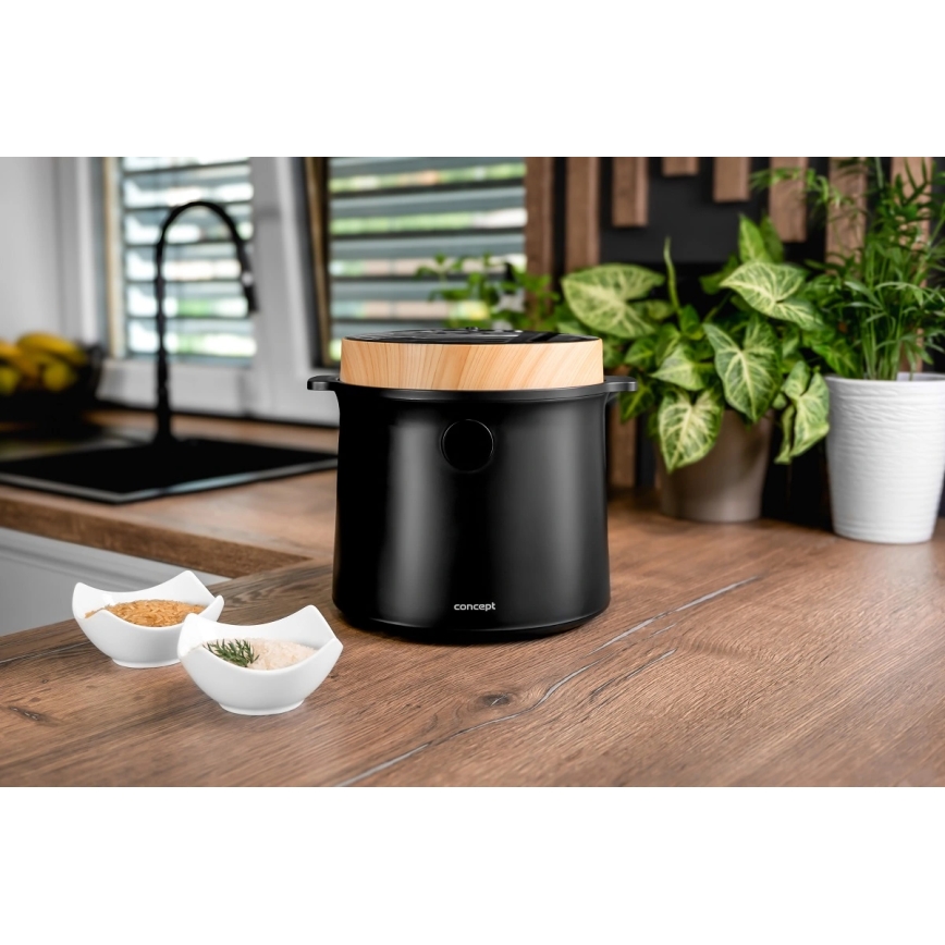 Concept RE4040 - Digitaalne riisikeetja 2-ühes 450W/230V 2 l must/puidu dekor