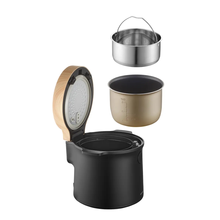 Concept RE4040 - Digitaalne riisikeetja 2-ühes 450W/230V 2 l must/puidu dekor