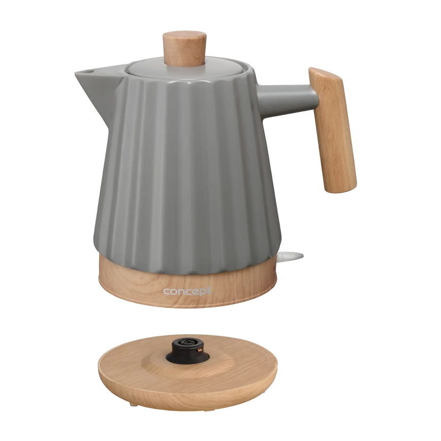 Concept RK0092 - Elektriline veekeetja 1,5 l 1500W/230V tumehall/puidu dekor/keraamika