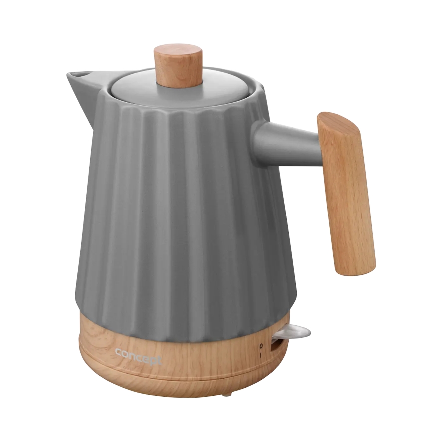 Concept RK0092 - Elektriline veekeetja 1,5 l 1500W/230V tumehall/puidu dekor/keraamika